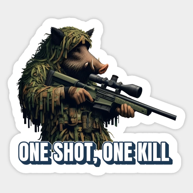 Sniper Wild Boar Sticker by Rawlifegraphic